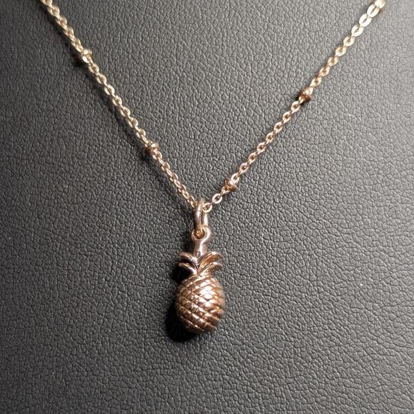 Lauren Conrad Rose Tone 16"-19" Beaded Chain Pineapple Pendant Necklace - Picture 2 of 5